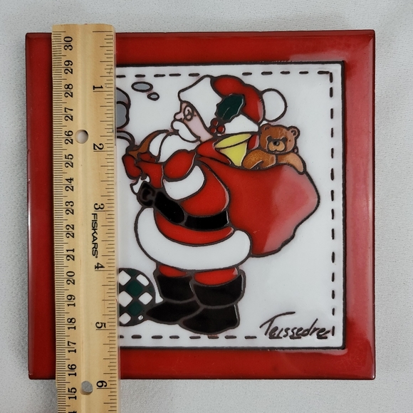 Cleo Teissedre Hand Painted Ceramic Tile - Santa - Picture 6 of 11